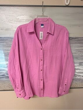 Old Navy Long Sleeve Demi Shirt Women’s Size Small Rock Rose Button-Up Blouse